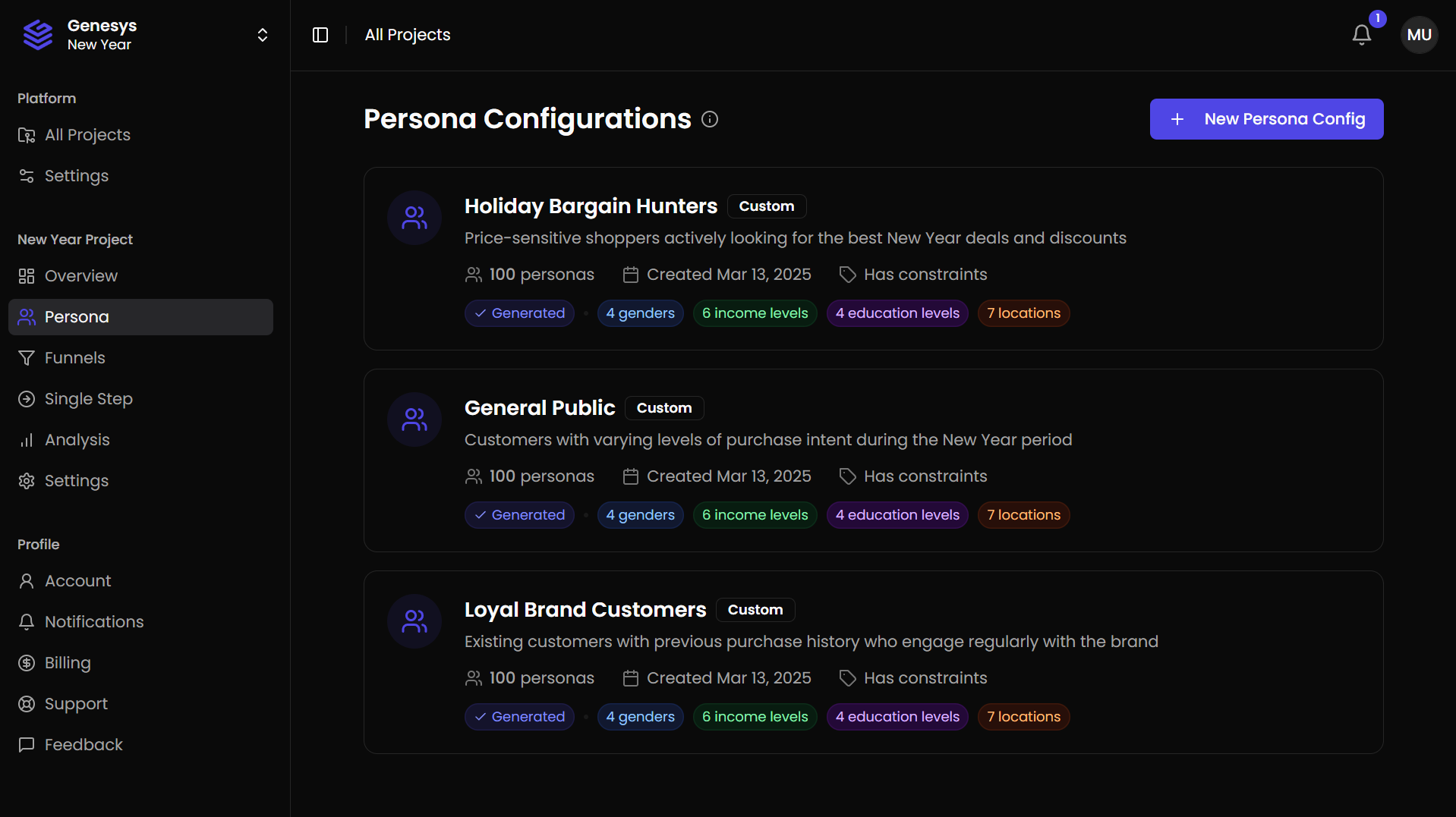 Synthetic Persona Generation feature preview